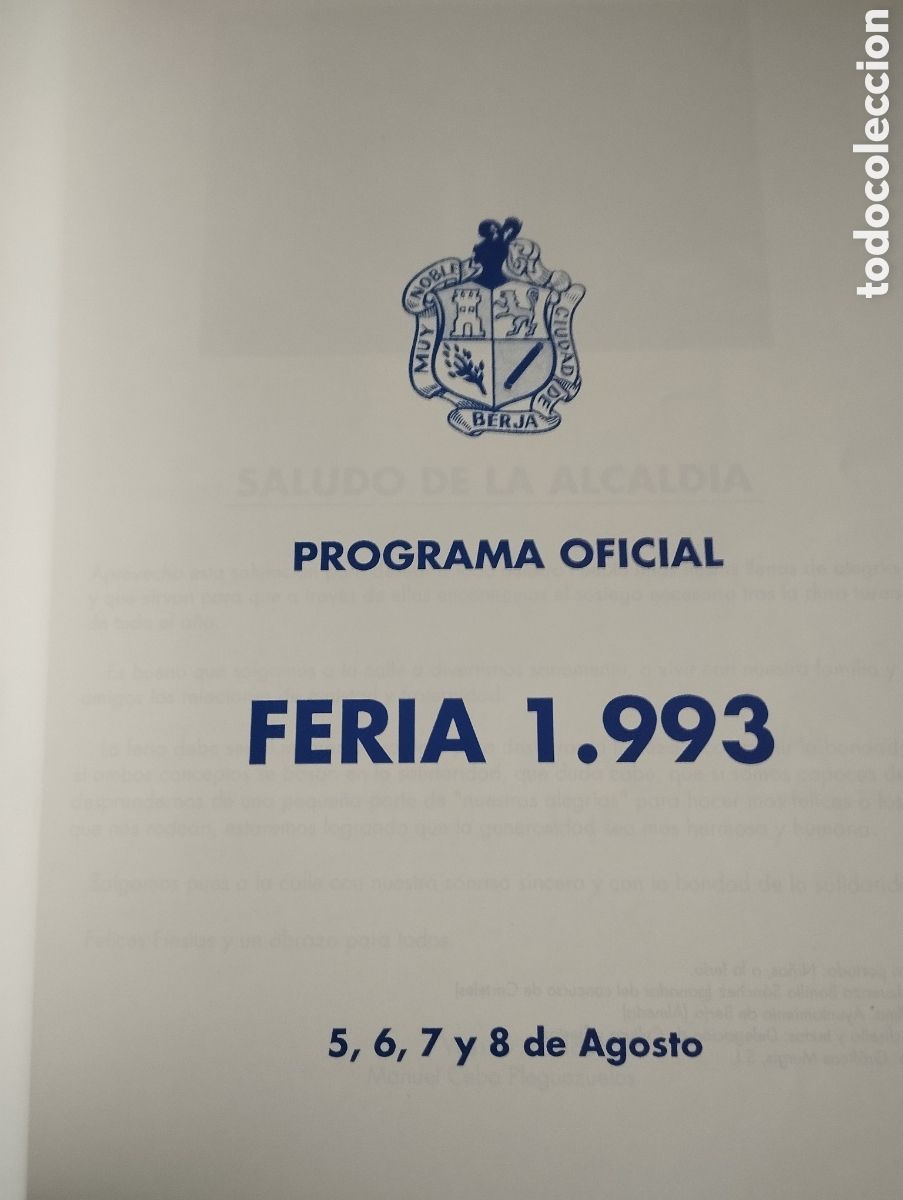 Folletos de turismo: PROGRAMA FERIA DE BERJA -ALMERIA 1993 - Foto 2