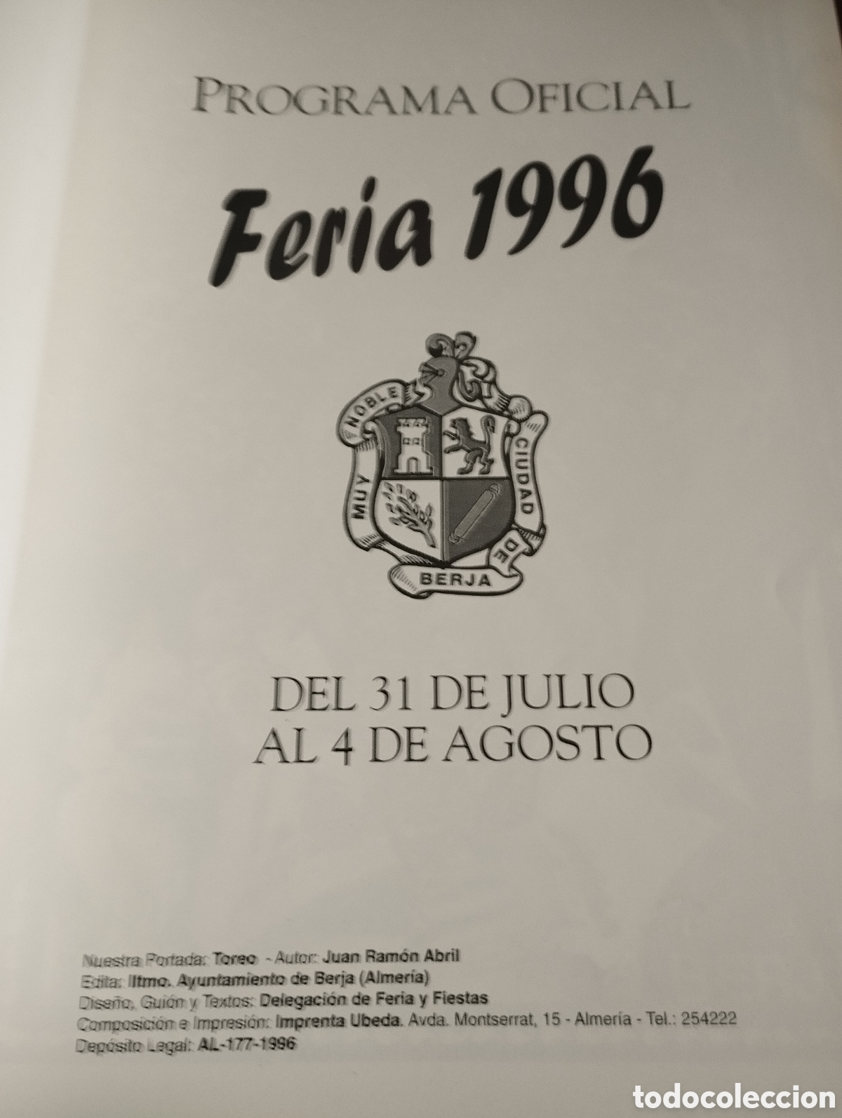Folletos de turismo: PROGRAMA FERIA DE BERJA -ALMERIA 1996 - Foto 2