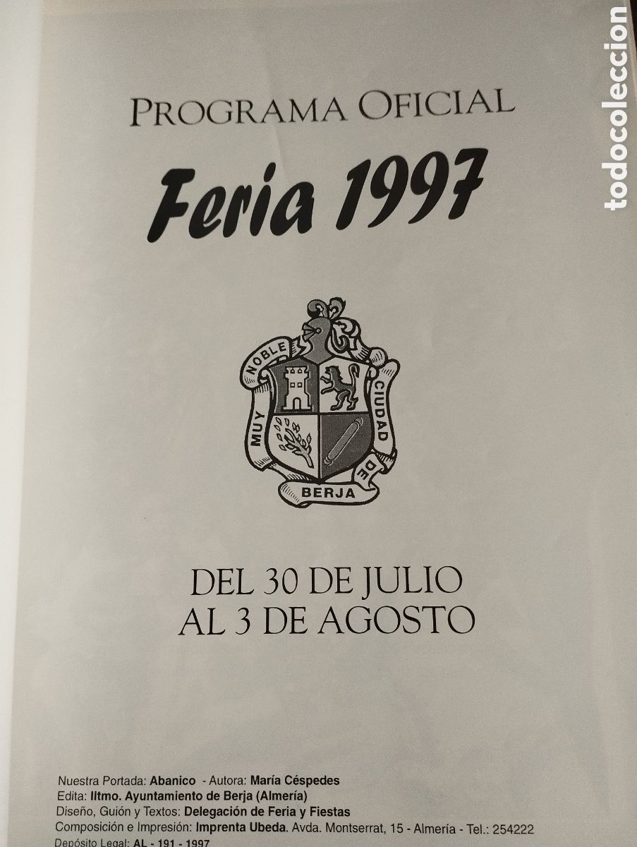 Folletos de turismo: PROGRAMA FERIA DE BERJA -ALMERIA 1997 - Foto 2