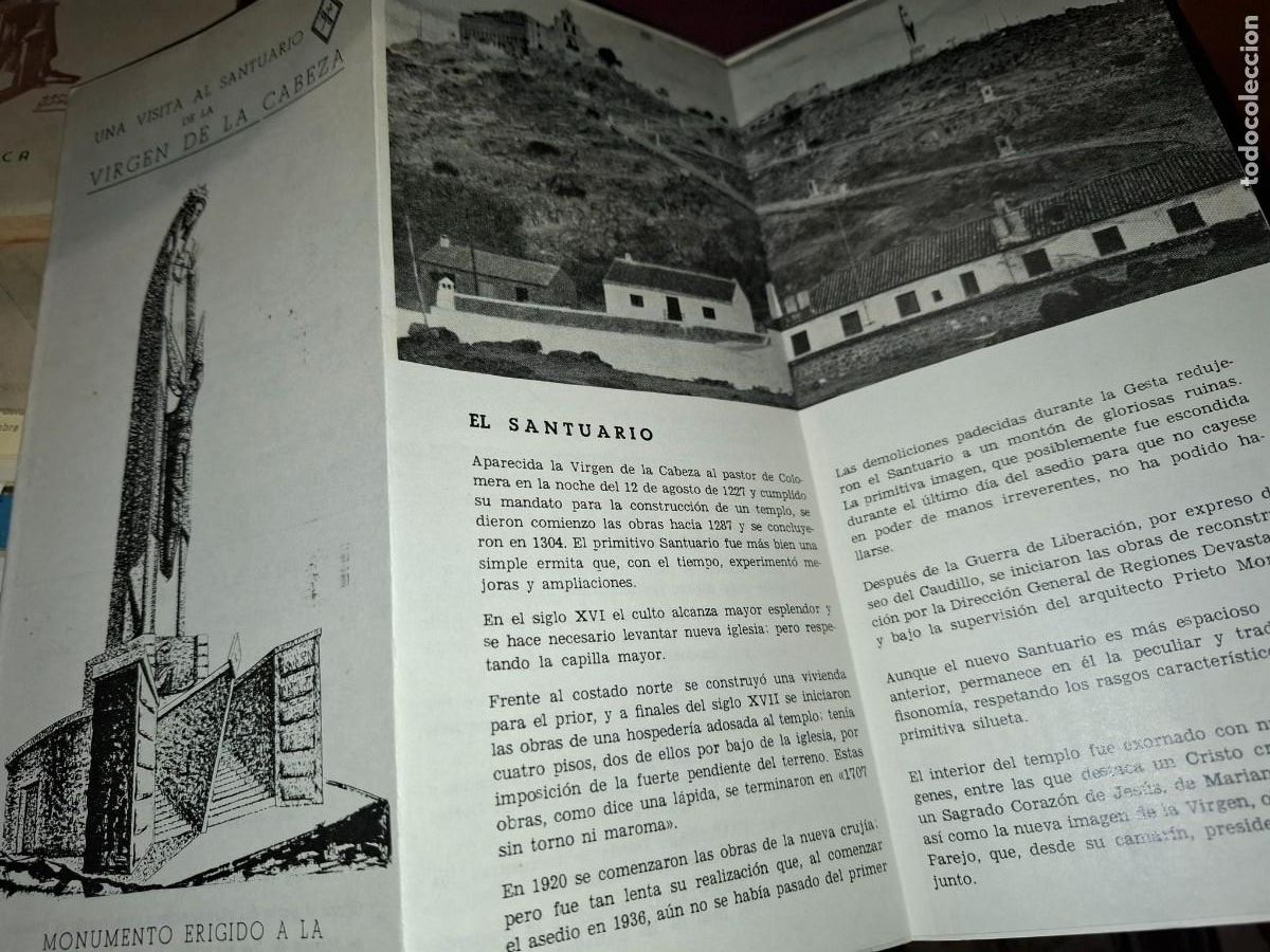 Brochures de tourisme: Una visita al santuario de la virgen de la cabeza, guardia civil, monumento erigido. Folleto plagado