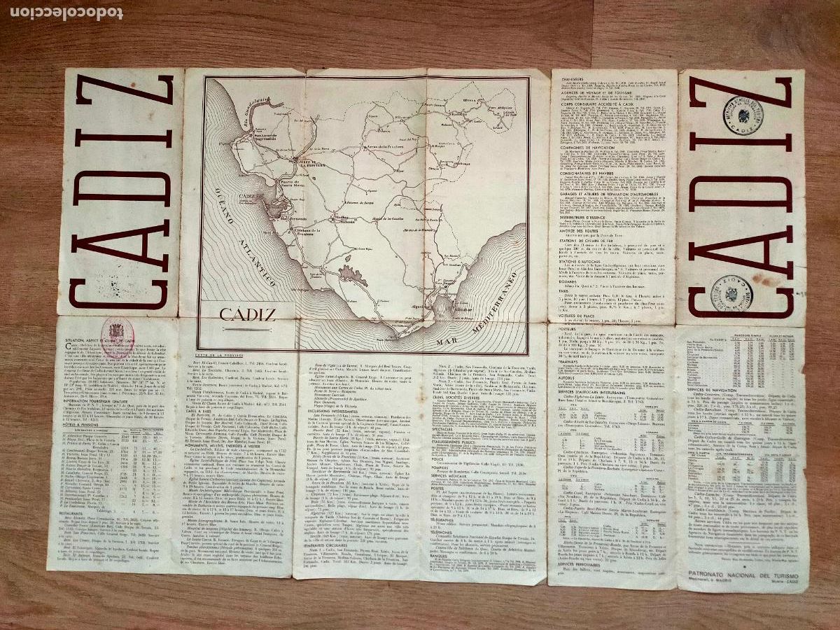 Travel Brochures: Mapa - Plano de Cadiz principio S XX. Muchas fotos.