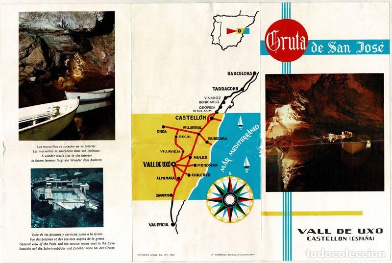 Travel Brochures: Folleto tur&iacute;stico Gruta San Jos&eacute;. Vall de Ux&oacute;, Castell&oacute;n 1969