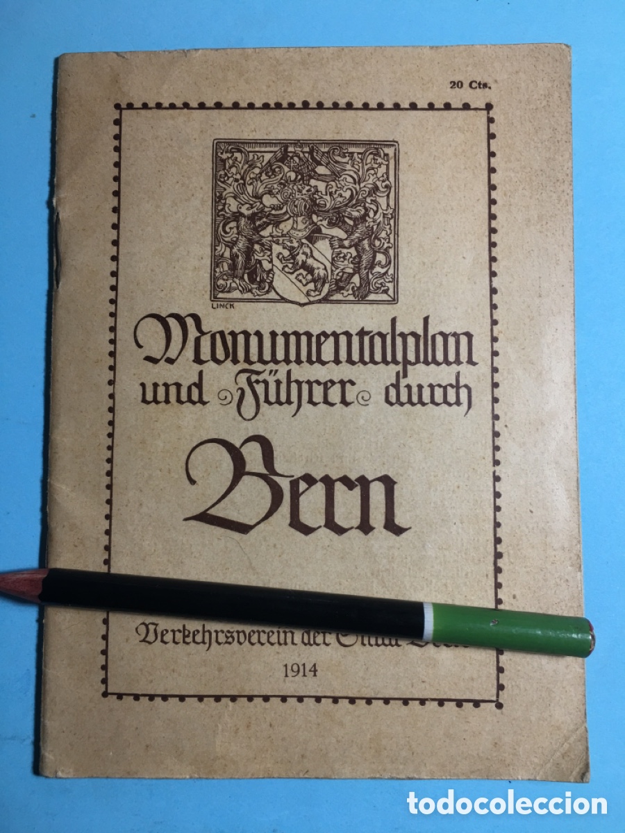 Folhetos de turismo: 1914 PLANO Y FOLLETO Berna Suiza - idioma alem&aacute;n Monumentalplan und F&uuml;hrer durch Bern &iacute;ndice foto 2