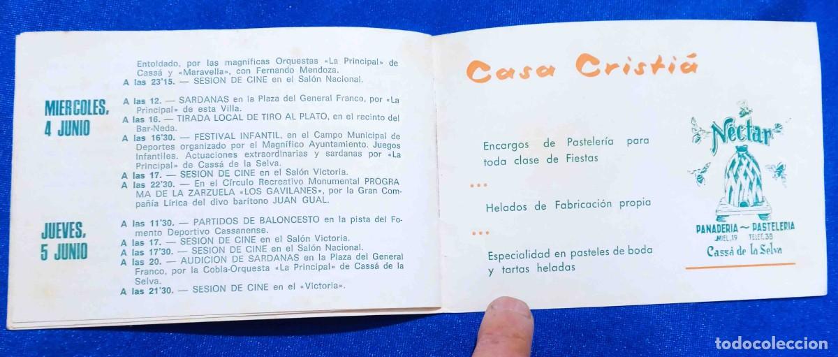 Folletos de turismo: FIESTA MAYOR CASS&Agrave; DE LA SELVA, 1969. - Foto 5