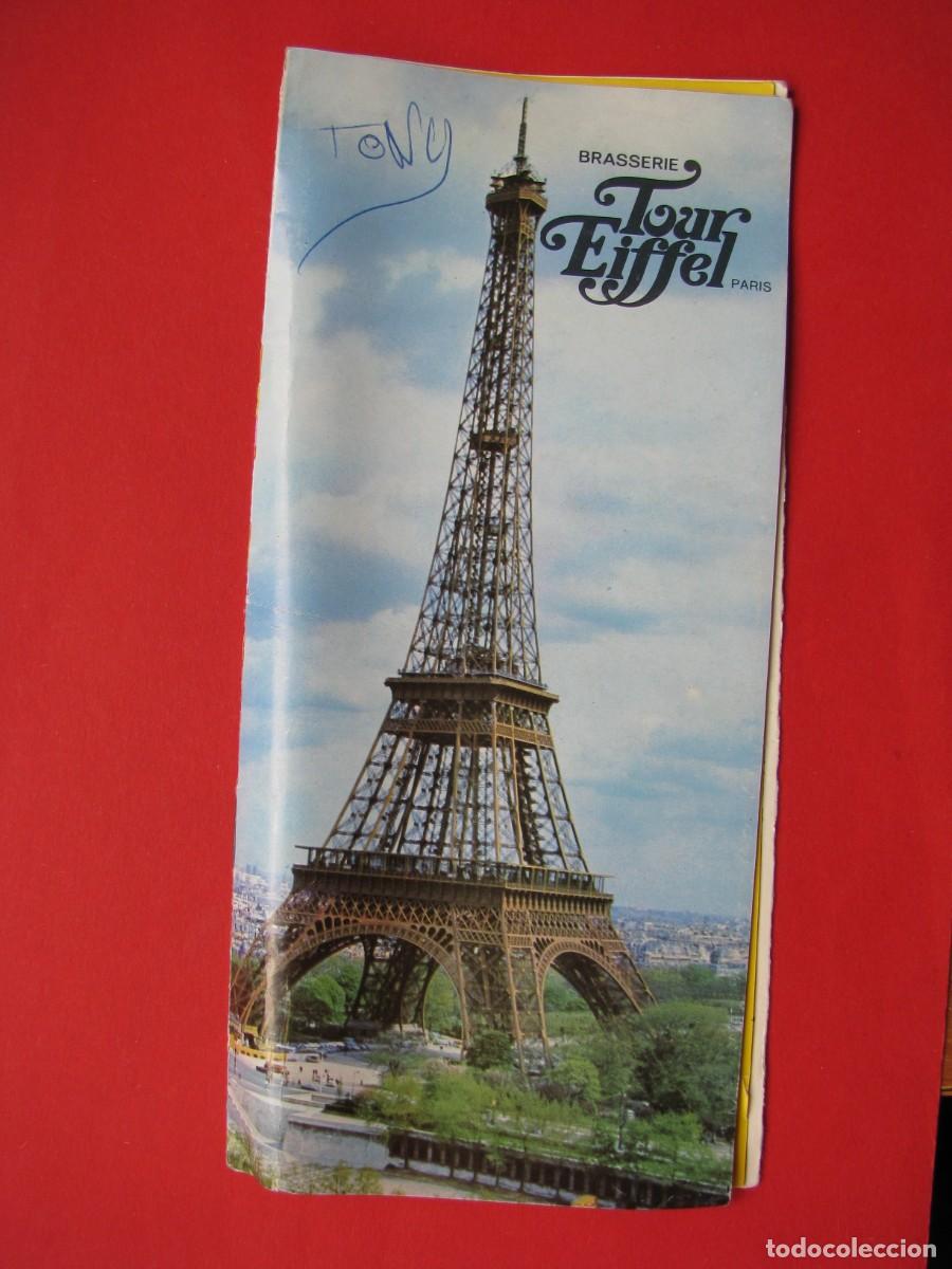 Folhetos de turismo: FOLLETO, MENU TURISTICO BRASSERIE TOUR EIFFEL PARIS.