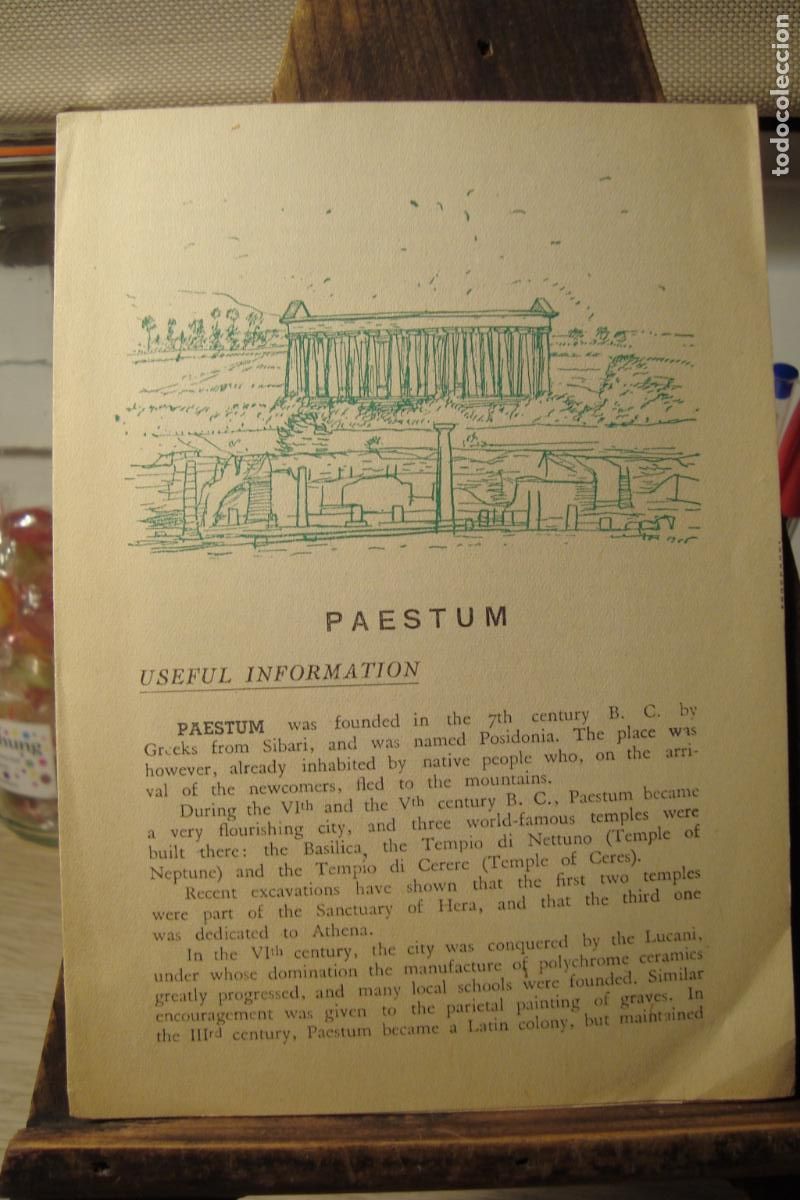 Brochures de tourisme: ANTIGUO DIPTICO TURISMO PAESTUM. ENTE PROVINCIALE PER IL TURISMO. ITALIA