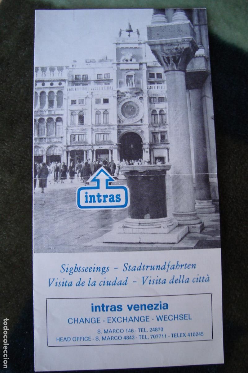 Brochures de tourisme: ANTIGUO DIPTICO TURISMO INTRAS VENEZIA EXCURSIONES SIGHTSEEINGS