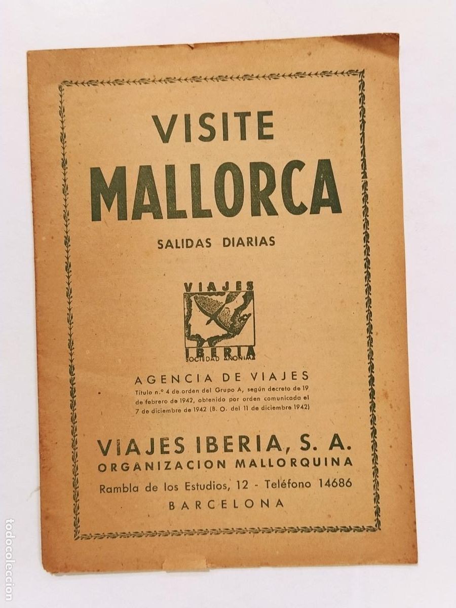 Travel Brochures: VISITE MALLORCA - VIAJES IBERIA - PUBLICIDAD ANTIGUA -VER FOTOS-(K-14.259)
