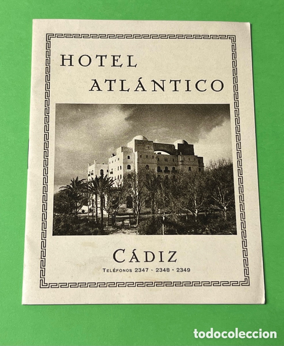 Travel Brochures: ANTIGUO FOLLETO PUBLICITARIO HOTEL ATLANTICO C&Aacute;DIZ ANDALUC&Iacute;A A&Ntilde;OS 1930&rsquo;s.