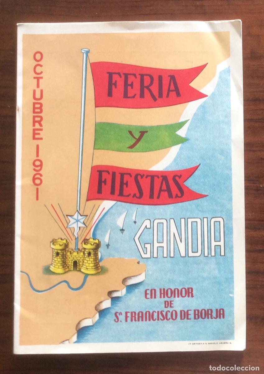Folhetos de turismo: PROGRAMA FERIA Y FIESTAS OCTUBRE 1961 GANDIA VALENCIA