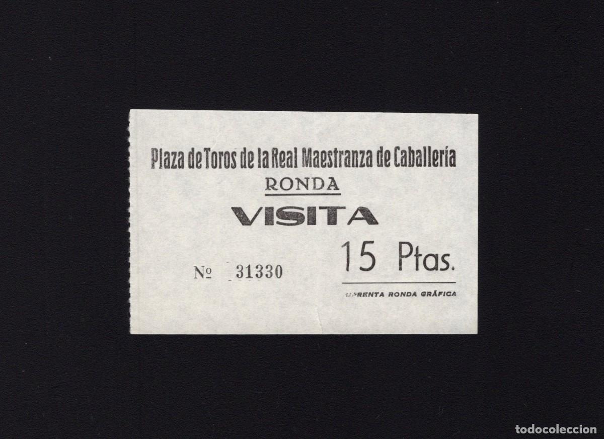 Tourismusbrosch&uuml;ren: Entrada visita Plaza de toros de Ronda (M&aacute;laga). Visita. A&ntilde;o 1982.