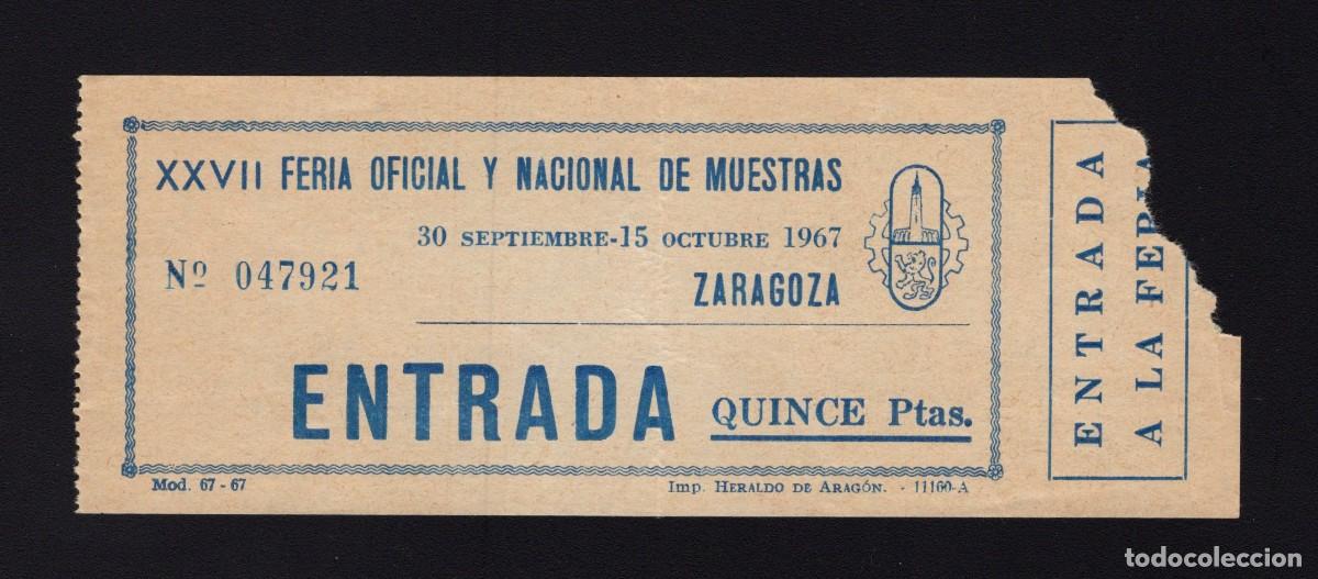 Tourismusbrosch&uuml;ren: Entrada XXXII Feria de Muestras de Zaragoza. 1967.