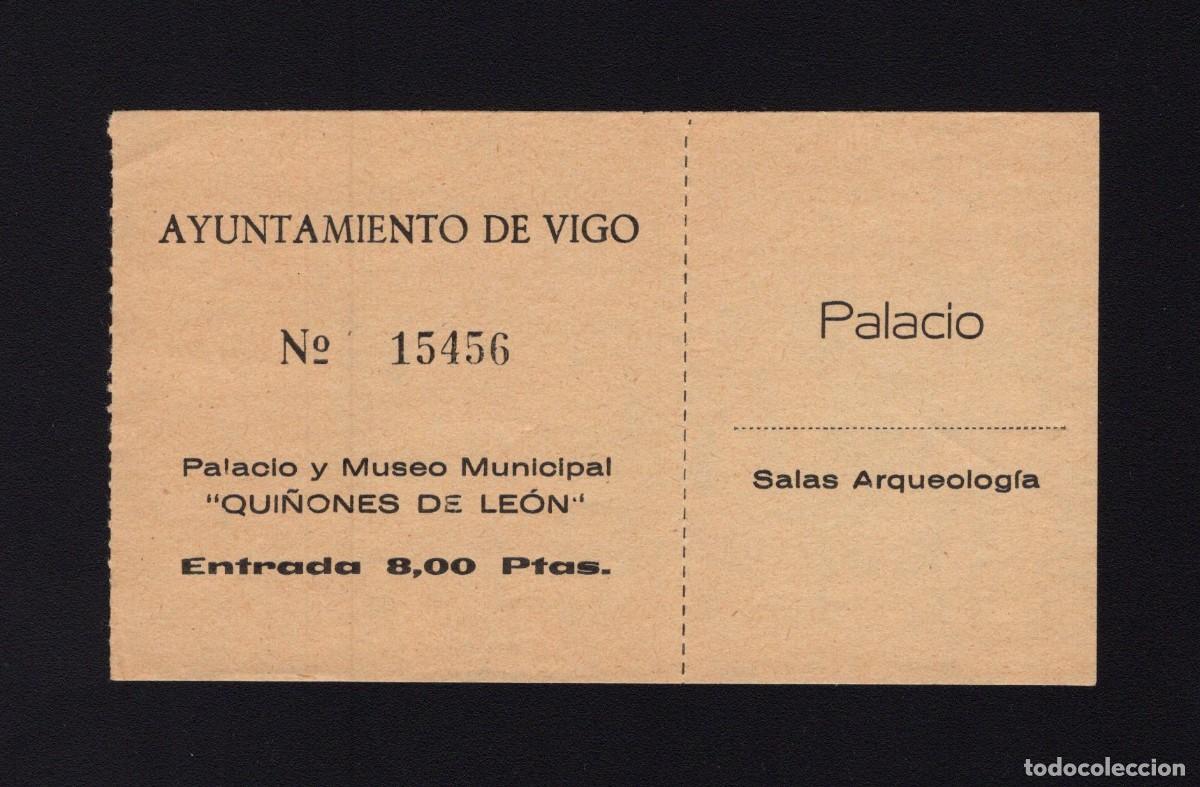 Tourismusbrosch&uuml;ren: Entrada visita Palacio y Museo Municipal. Qui&ntilde;ones de Le&oacute;n. Vigo septiembre 1976.