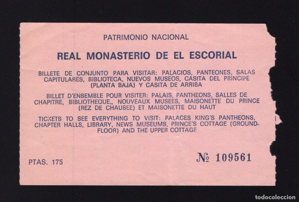 Tourismusbrosch&uuml;ren: Entrada visita Real Monasterio de El Escorial. Patrimonio Nacional.