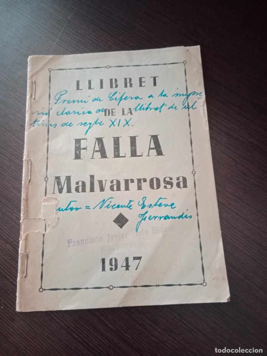 Folhetos de turismo: LLIBRET FALLA MALVARROSA 1947 - FALLAS DE VALENCIA