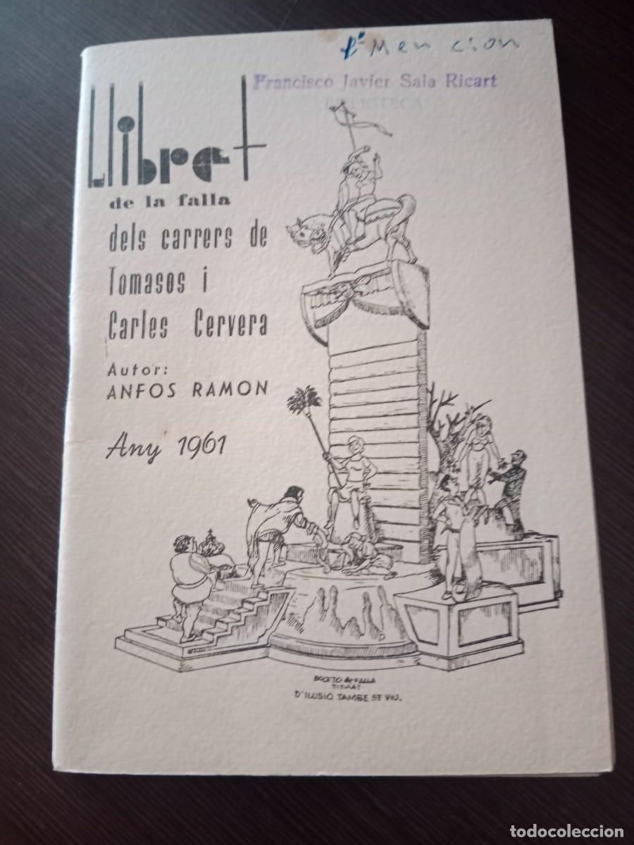 Folhetos de turismo: LLIBRET FALLA TOMASOS CARLES CERVERA 1961 - FALLAS DE VALENCIA