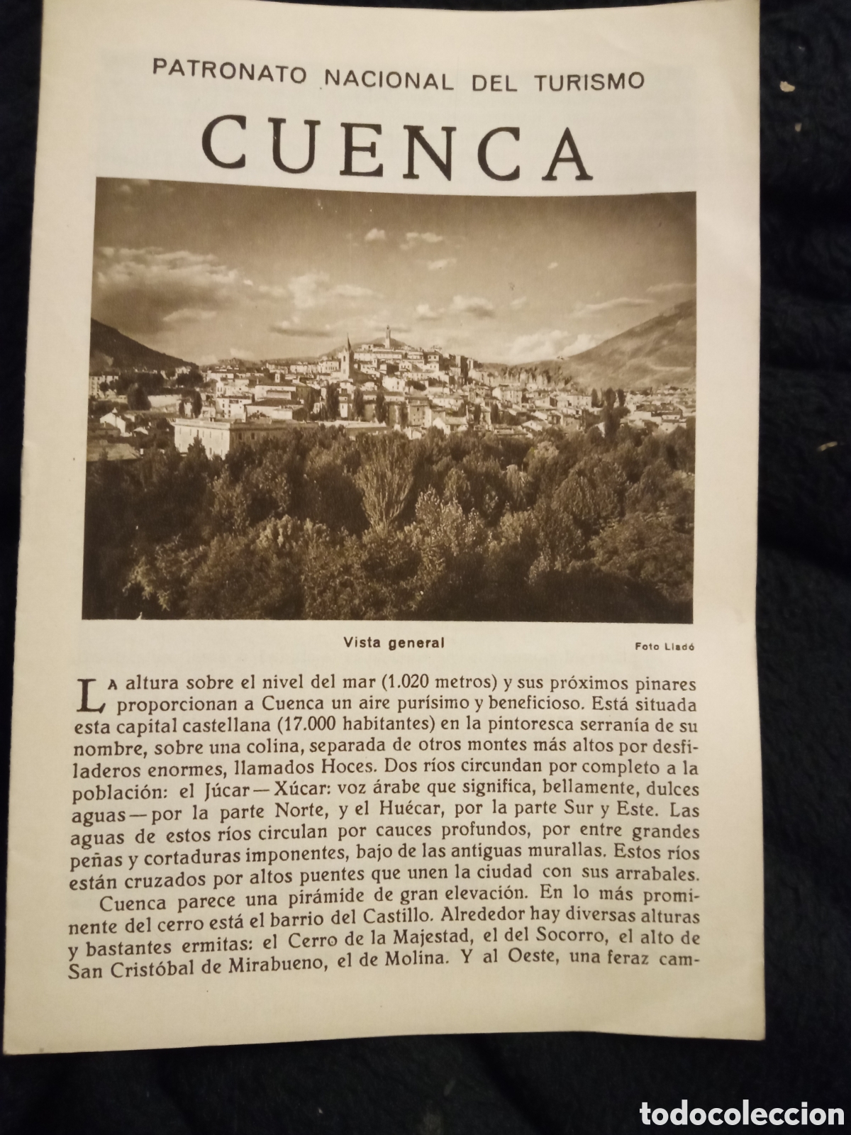 Folhetos de turismo: Patronato Nacional de Turismo, Cuenca, tiene 8 p&aacute;ginas, d&eacute;cada de 1930.