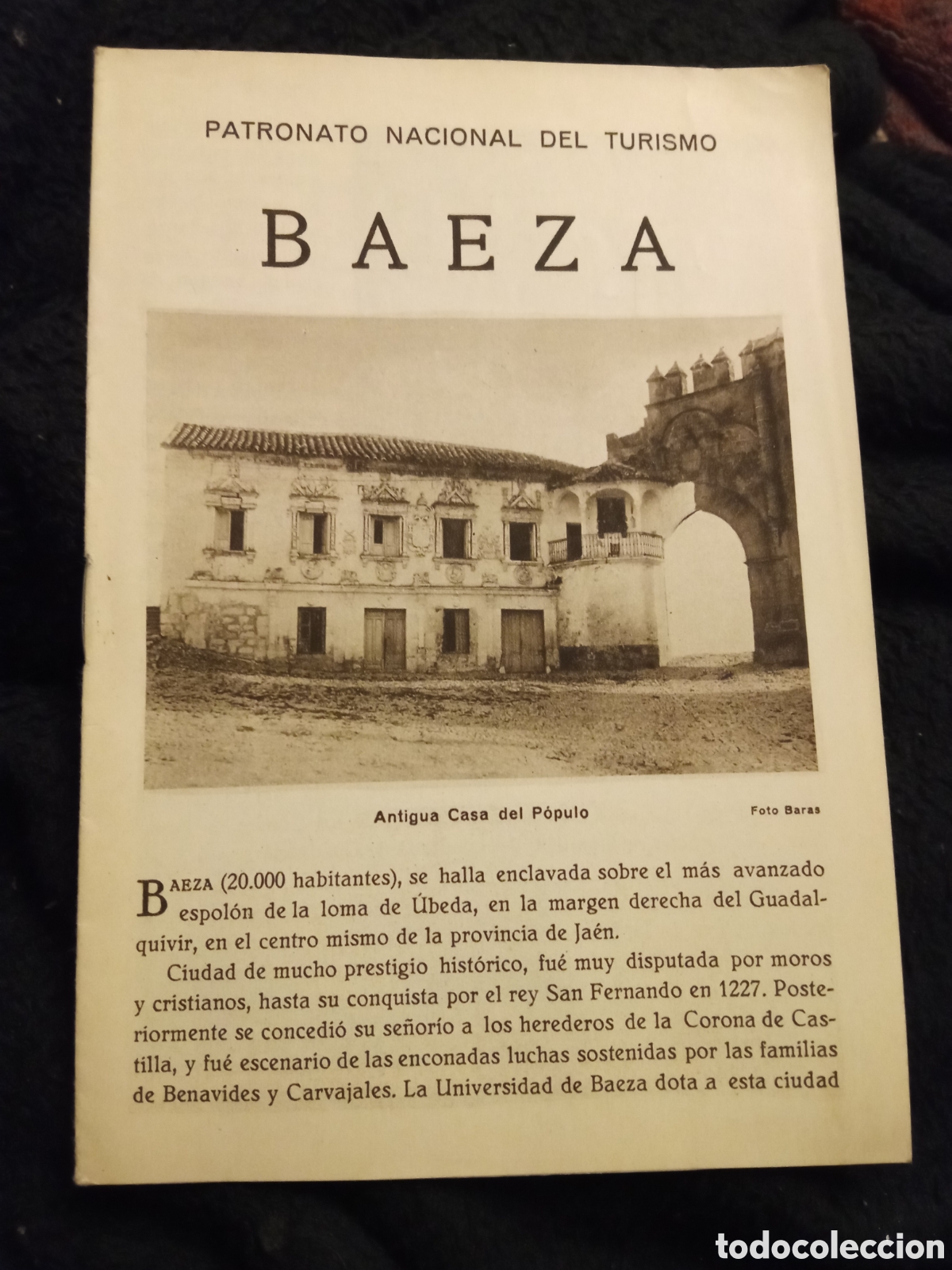 Folhetos de turismo: Baeza, Patronato Nacional de Turismo d&eacute;cada de 1930 , tiene 8 p&aacute;ginas