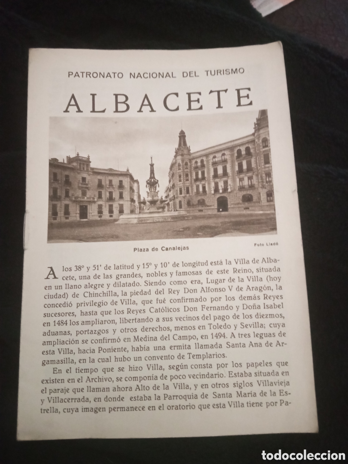 Folhetos de turismo: Albacete, Patronato Nacional de Turismo d&eacute;cada de 1830, tiene 8 p&aacute;ginas.