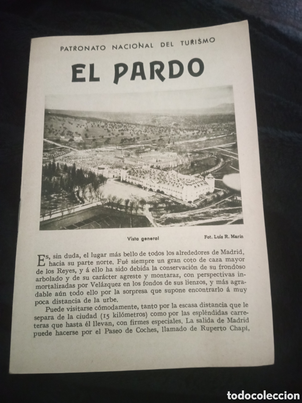 Folhetos de turismo: El Pardo, Patronato Nacional de Turismo d&eacute;cada de 1930, tiene 8 p&aacute;ginas.