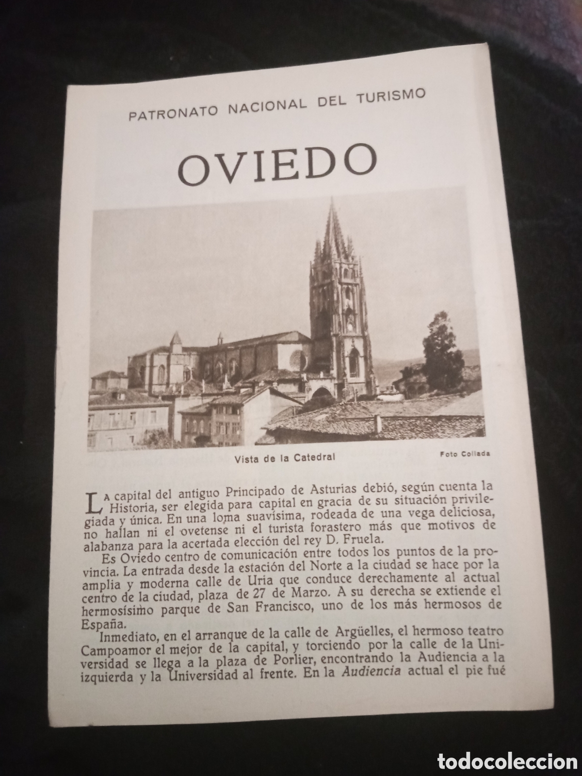 Folhetos de turismo: Oviedo, Patronato Nacional de Turismo d&eacute;cada de 1930, tiene 8 p&aacute;ginas.
