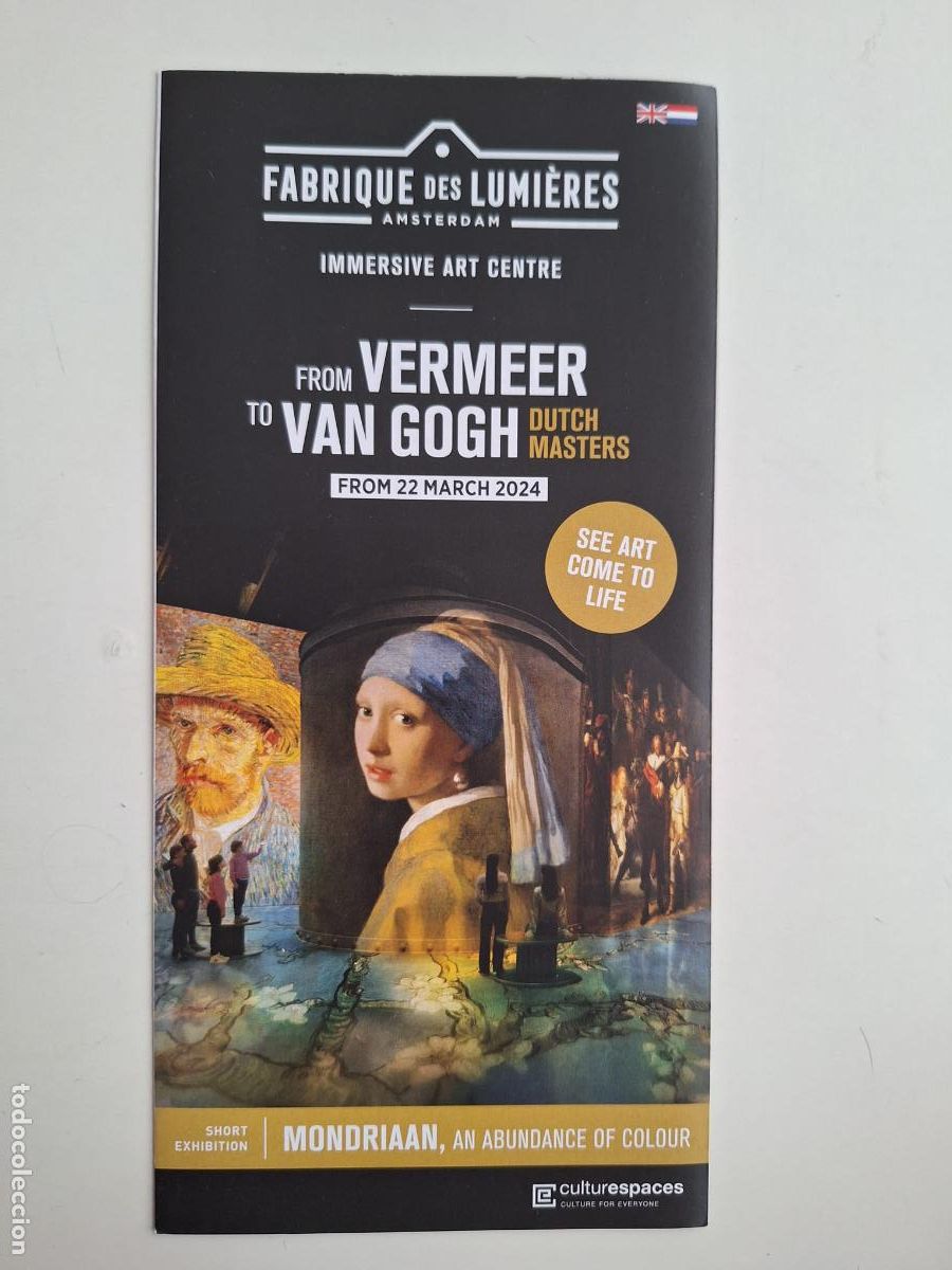 Folhetos de turismo: Folleto Fabrique des Lumi&egrave;res Amsterdam Dutch Masters From Vermeer to Van Gogh Mondriaan