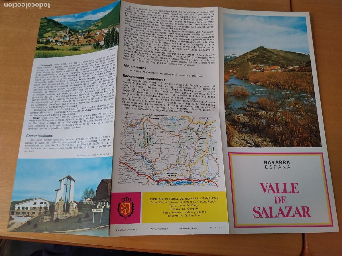 Folhetos de turismo: VALLE SALAZAR NAVARRA CATALOGO FOLLETO A&Ntilde;OS 60 70 22X10CMS