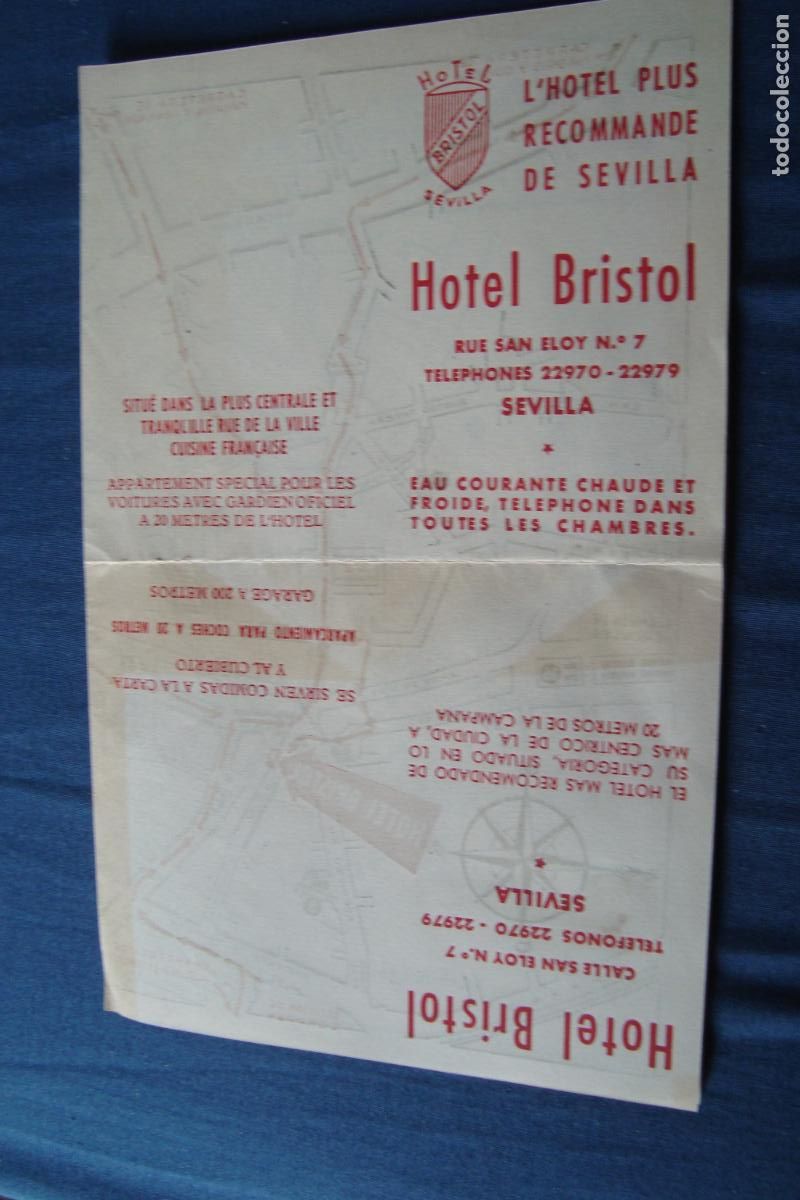 Travel Brochures: ANTIGUO FOLLETO PLANO HOTEL BRISTOL SEVILLA