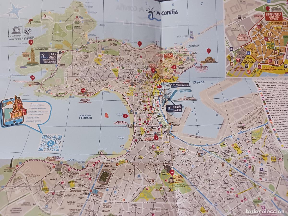 Folletos de turismo: plano desplegable de a coru&ntilde;a - Foto 2