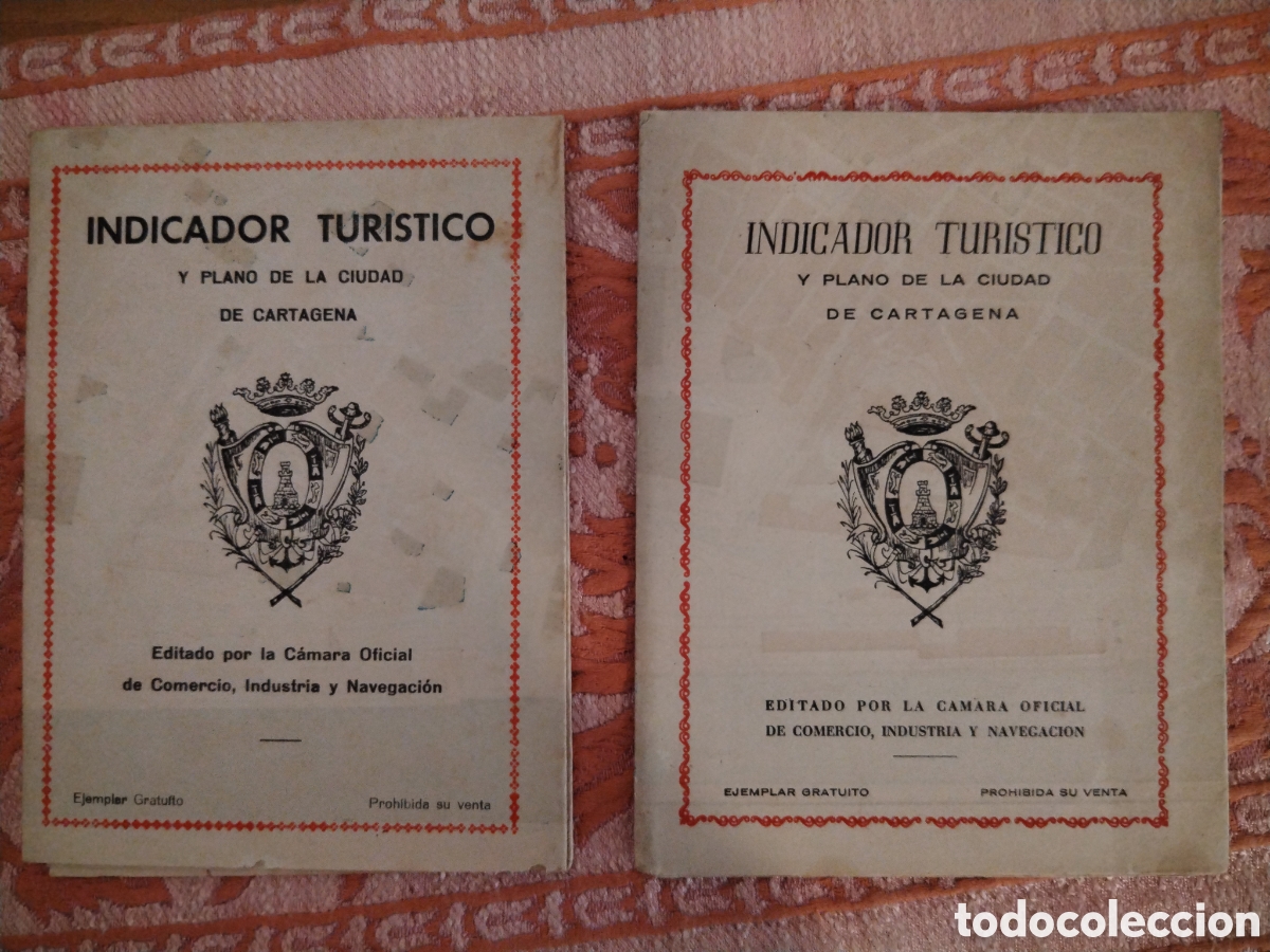 Tourismusbrosch&uuml;ren: Dos indicador tur&iacute;stico y plano de la ciudad de Cartagena. C&aacute;mara de Comercio industria y navegaci&oacute;n