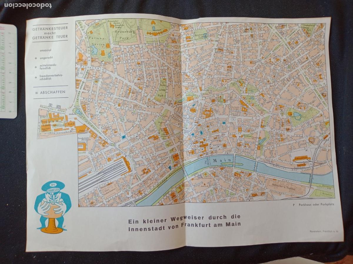 Tourismusbrosch&uuml;ren: Frankfurt, Alemania. Mapa tur&iacute;stico