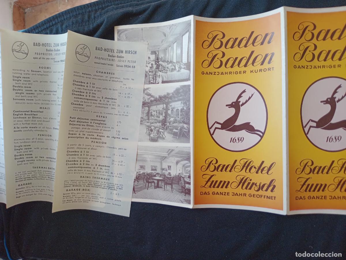 Tourismusbrosch&uuml;ren: Baden Baden, Alemania. Folleto tur&iacute;stico con lista de precios 1954 1955