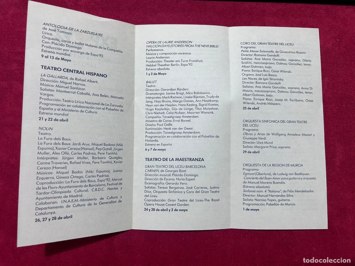 Folletos de turismo: EXPO92 PROGRAMA DE EXPECTACULOS - Foto 3