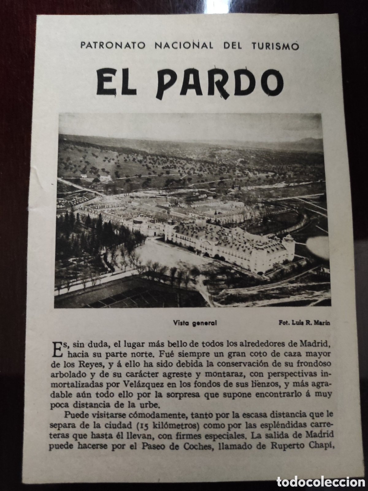 Tourismusbrosch&uuml;ren: ANTIGUO FOLLETO EL PARDO. PATRONATO NACIONAL DEL TURISMO. REPUBLICA ESPA&Ntilde;OLA.