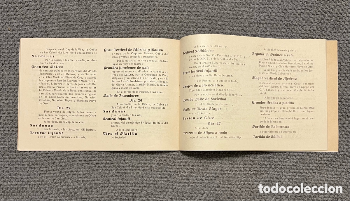 Folletos de turismo: SITGES.. Programa Fiesta Mayor (a.1944) SITGES PROGRAMA OFICIAL - Foto 5