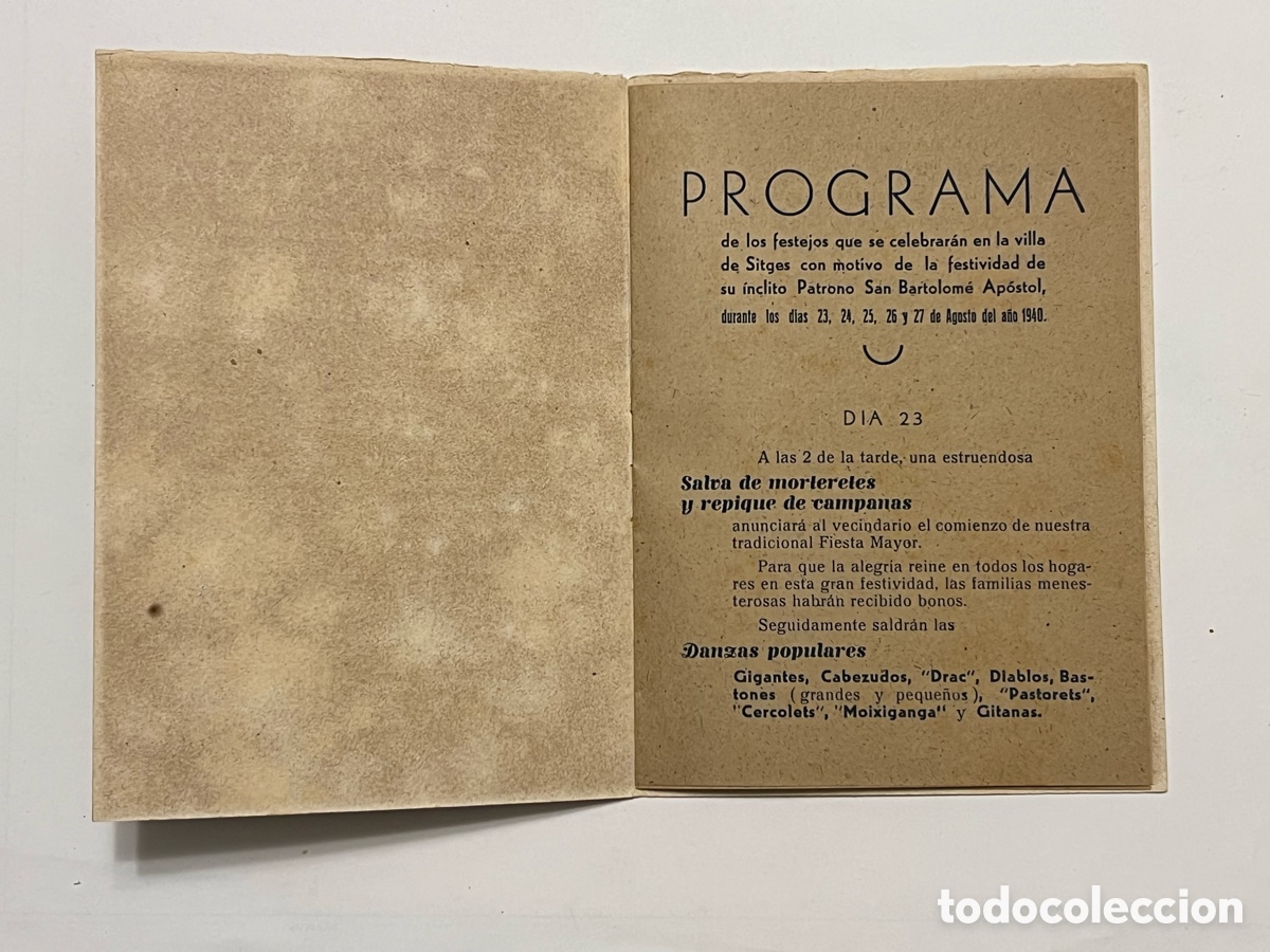 Folletos de turismo: SITGES.. Programa Fiesta Mayor (a.1940) SITGES PROGRAMA OFICIAL. - Foto 2
