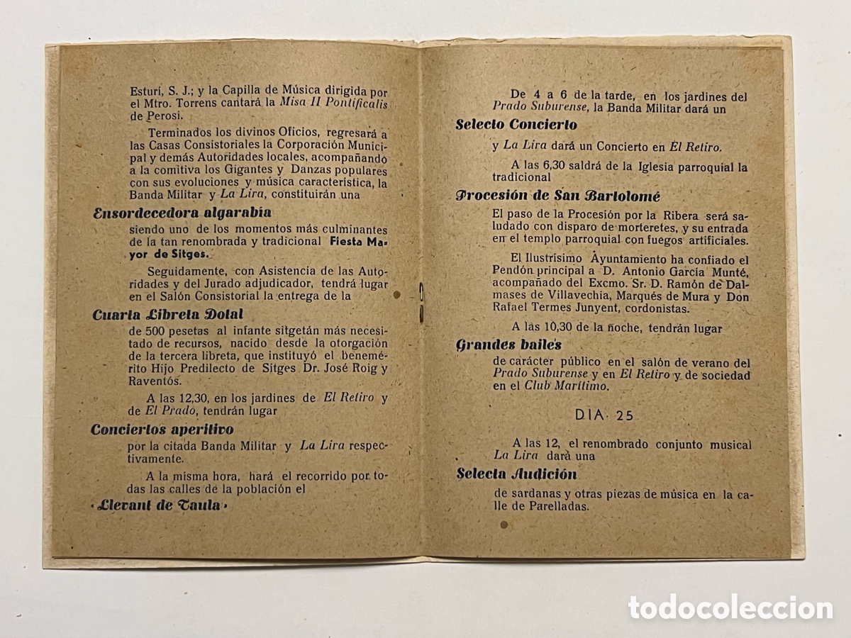 Folletos de turismo: SITGES.. Programa Fiesta Mayor (a.1940) SITGES PROGRAMA OFICIAL. - Foto 4