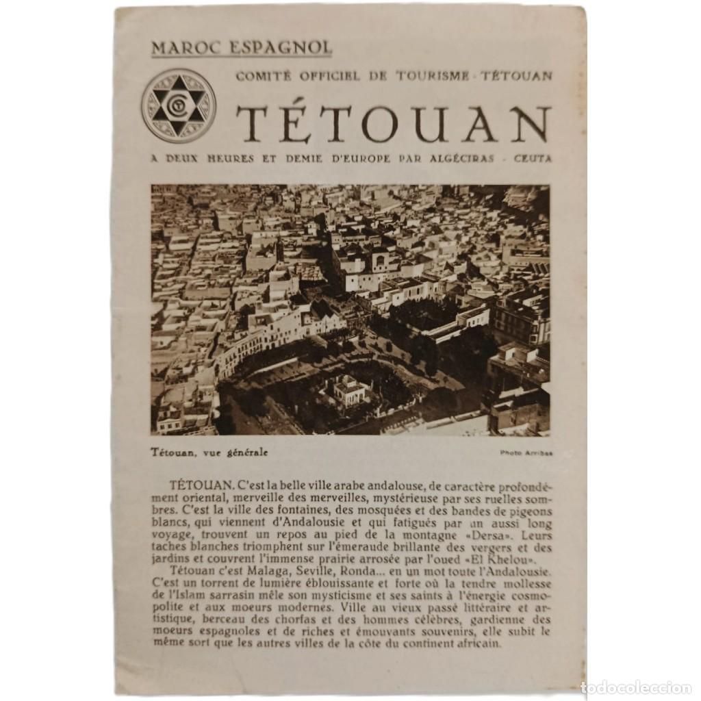 Folletos de turismo: RAR&Iacute;SIMO FOLLETO TURISMO MAROC ESPAGNOL: TETU&Aacute;N (T&Eacute;TOUAN) - COMIT&Eacute; OFFICIEL DE TOURISME - A&Ntilde;OS 30
