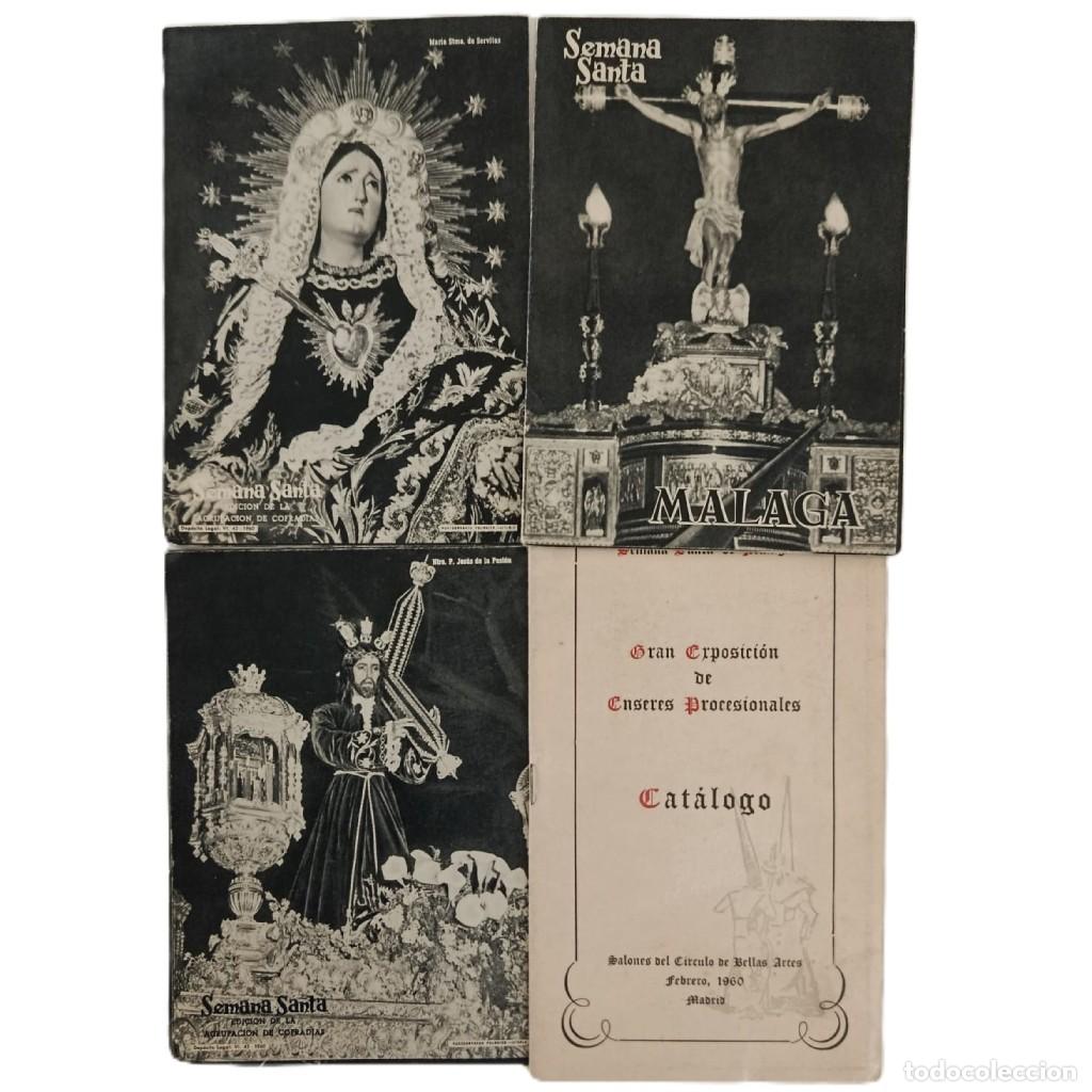 Folletos de turismo: LOTE 4 FOLLETOS SEMANA SANTA DE M&Aacute;LAGA (1960) - AGRUPACI&Oacute;N DE COFRAD&Iacute;AS - HUECOGRABADO FOURNIER VITO