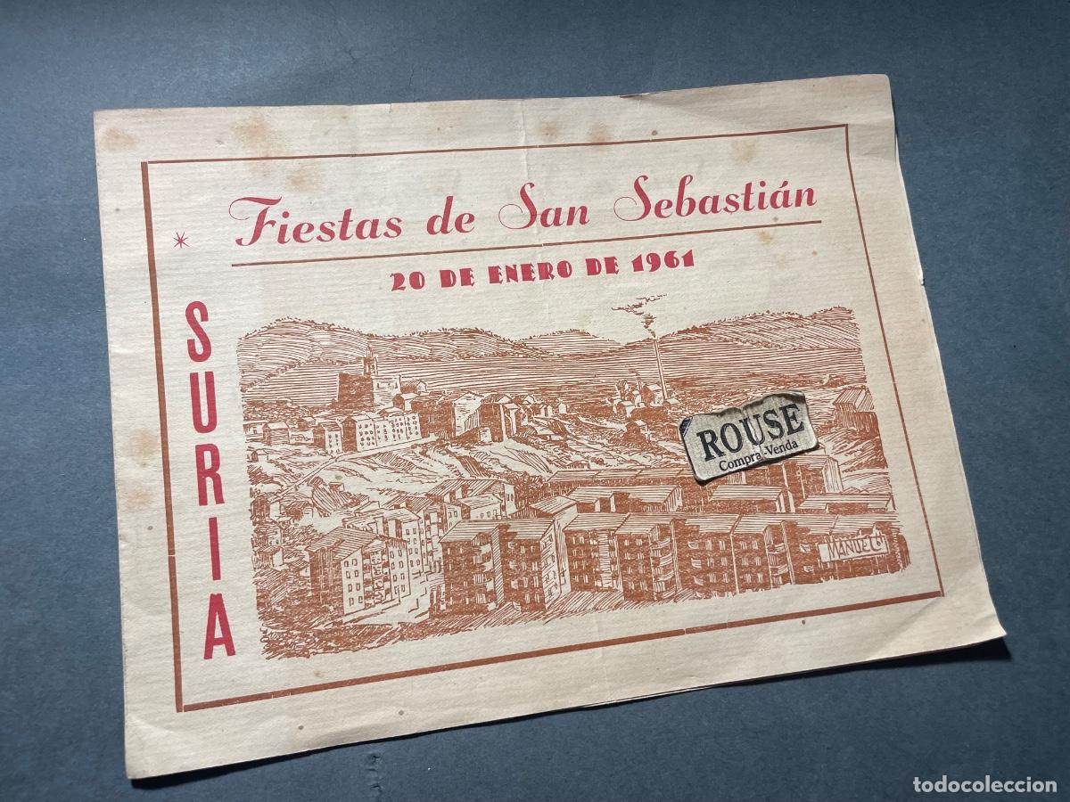 Folletos de turismo: ANTIGUO FOLLETO TURISTICO SURIA - FIESTAS DE SAN SEBASTIAN 20 ENERO 1961 - 4 PAG. 22X16 CM.