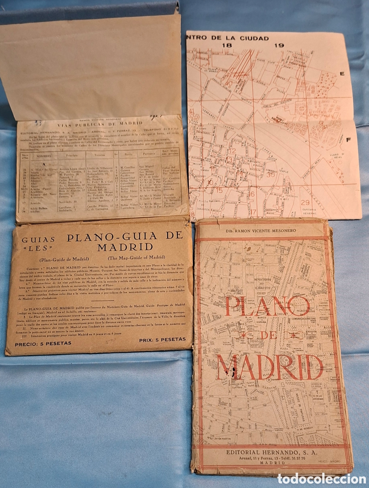 Folletos de turismo: Conjunto de gu&iacute;as y mapas de Madrid de mediados del siglo XX.