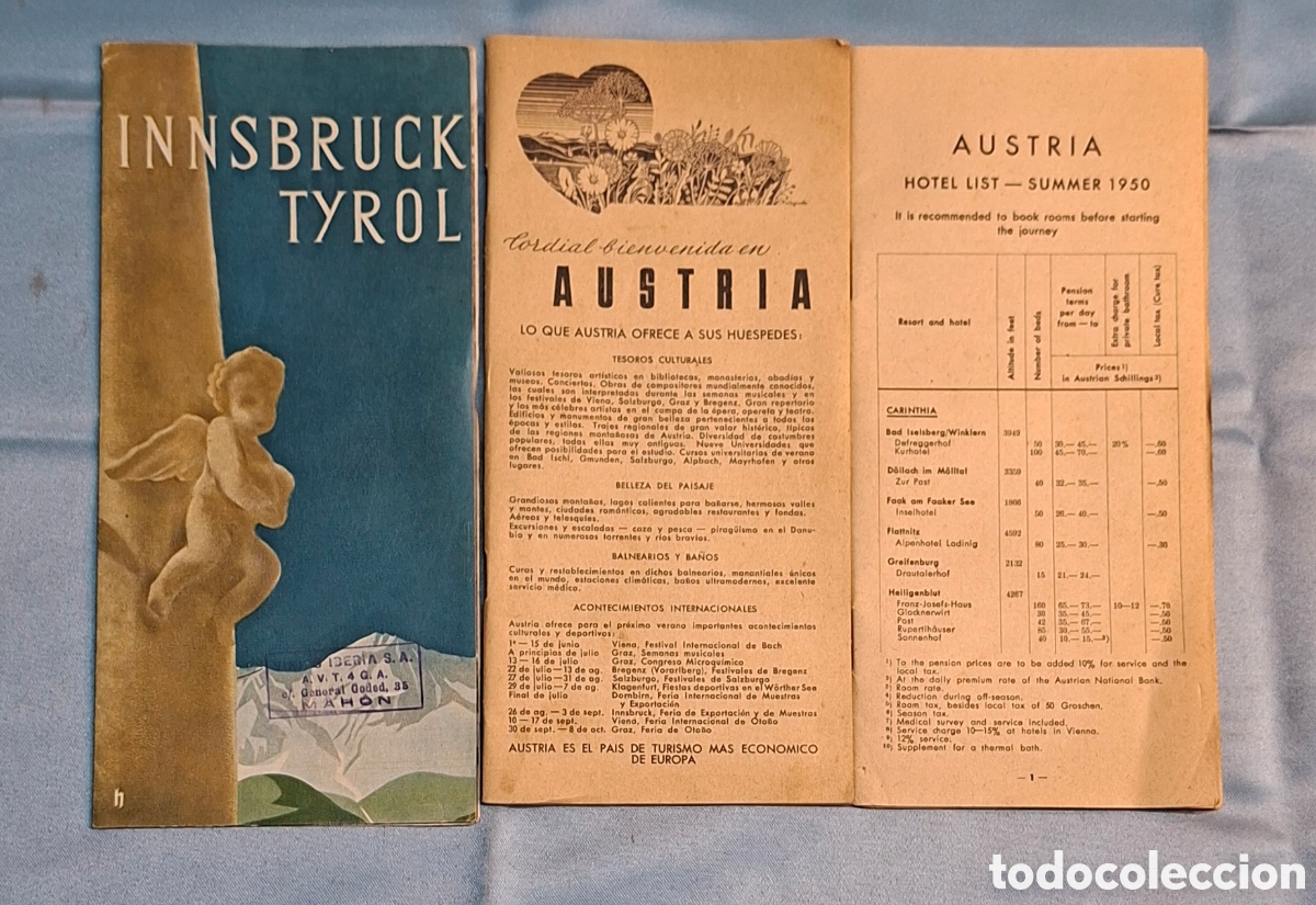 Folletos de turismo: Gu&iacute;a de Viaje Austria 1950