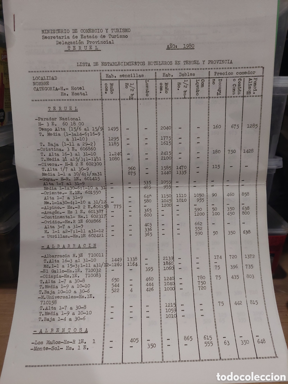 Folletos de turismo: TERUEL 1980 INFORMATIVO