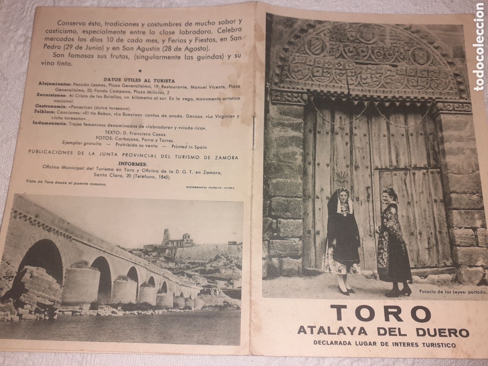 Travel Brochures: ANTIGUA GUIA DE TORO. ZAMORA. HACIA A&Ntilde;OS 50