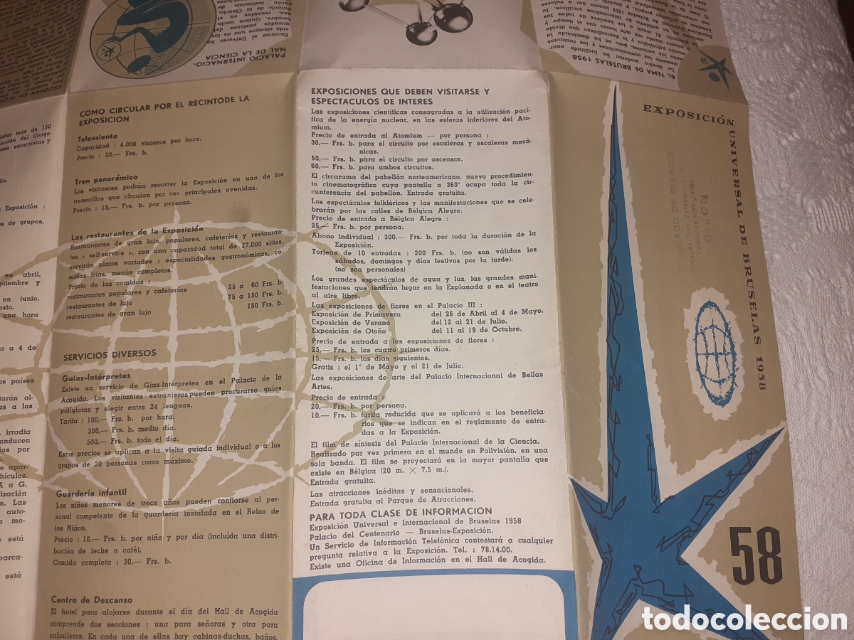 Folletos de turismo: ANTIGUA GUIA DE LA EXPOSI&Ccedil;ION UNIVERSAL DE BRUSELAS. 1958