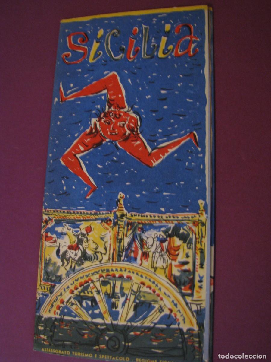 Folletos de turismo: FOLLETO DE TURISMO DE LOS A&Ntilde;OS 50. ITALIA. SICILIA.