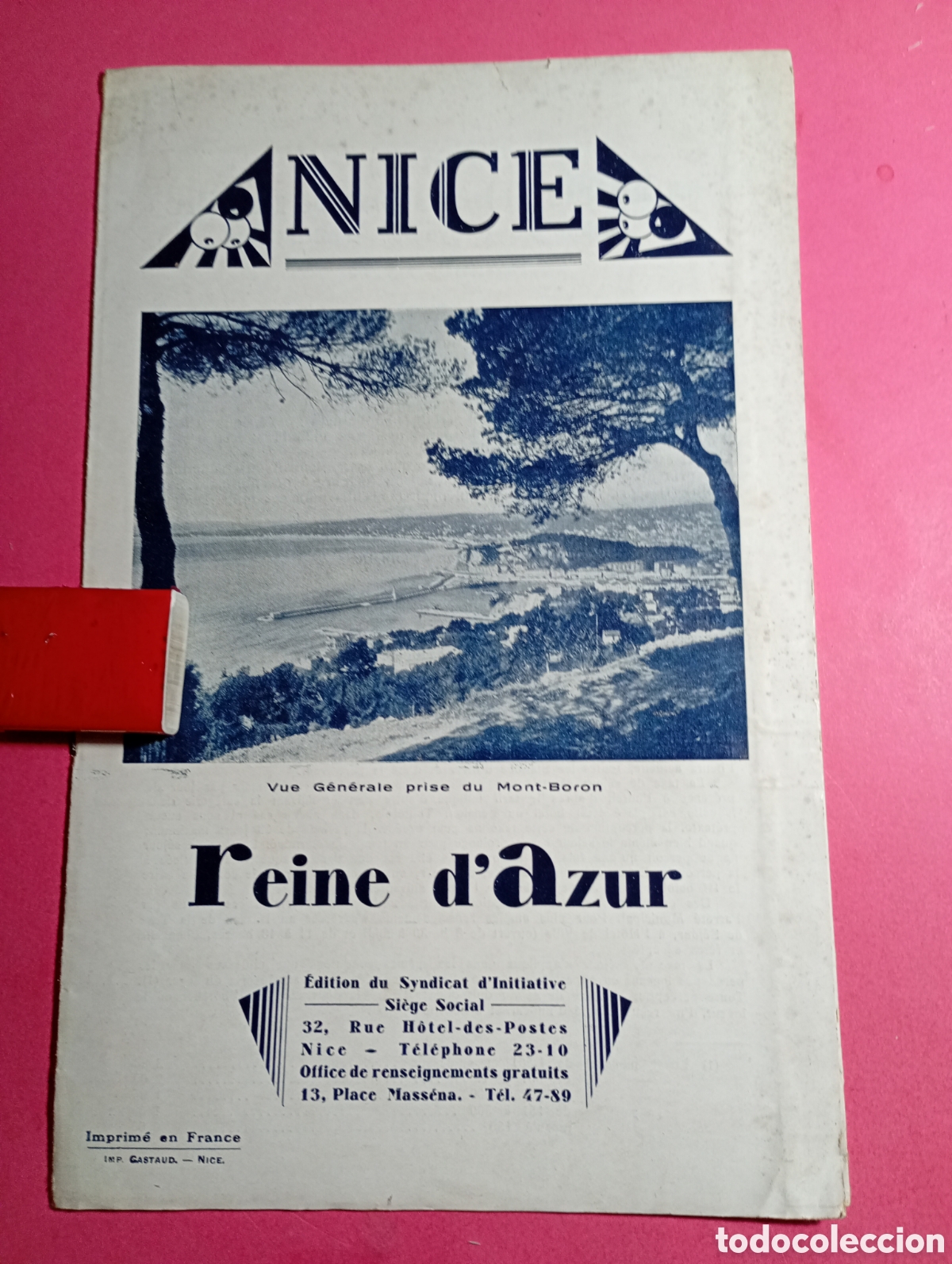 Folletos de turismo: ANTIGUO FOLLETO NIZA NICE REINE D&acute;AZUR PLANO ESQUEM&Aacute;TICO E INFORMACI&Oacute;N TUR&Iacute;STICA GENERAL en franc&eacute;s.