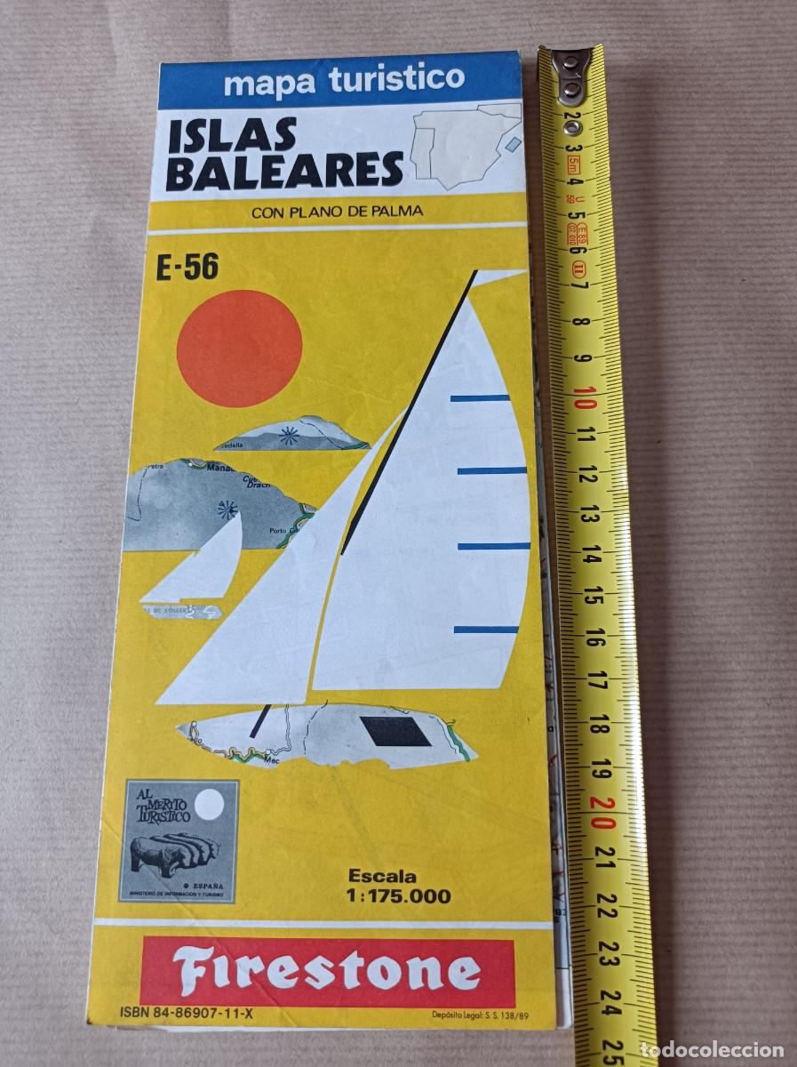 Folletos de turismo: MAPA TUR&Iacute;STICO ISLAS BALEARES Y PLANO DE MALLORCA FIRESTONE 1989