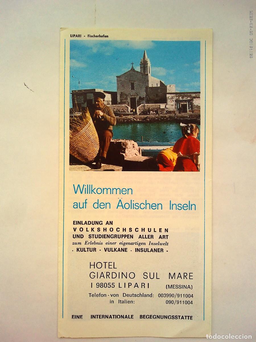 Folletos de turismo: FOLLETO DE TURISMO DEL HOTEL GIARDINO SUL MARE , LIPARI ( MESINA , ITALIA ). A&Ntilde;OS 70