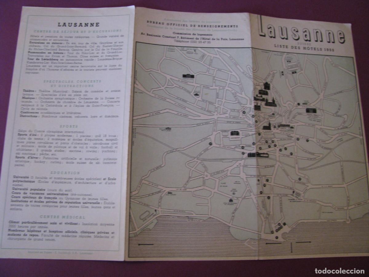 Folletos de turismo: FOLLETO DE TURISMO DE LOS A&Ntilde;OS 50. SUIZA. LAUSANNE. LISTA DE HOTELES 1952.